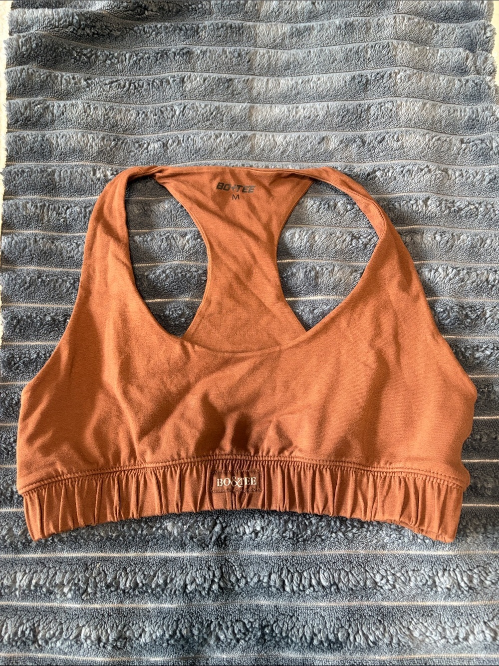Bo+Tee Women's Rust Orange Racerback Sports Bra Size Medium